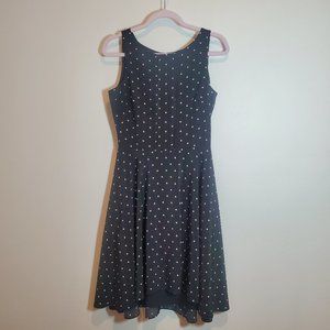 White House Black Market - Subtle High-Low Dress Black with White Polka Dots